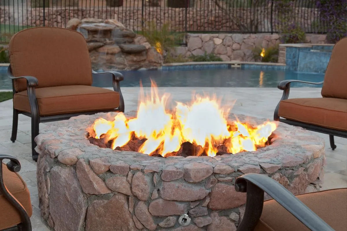 Beautiful Charlotte backyard with outdoor fire feature